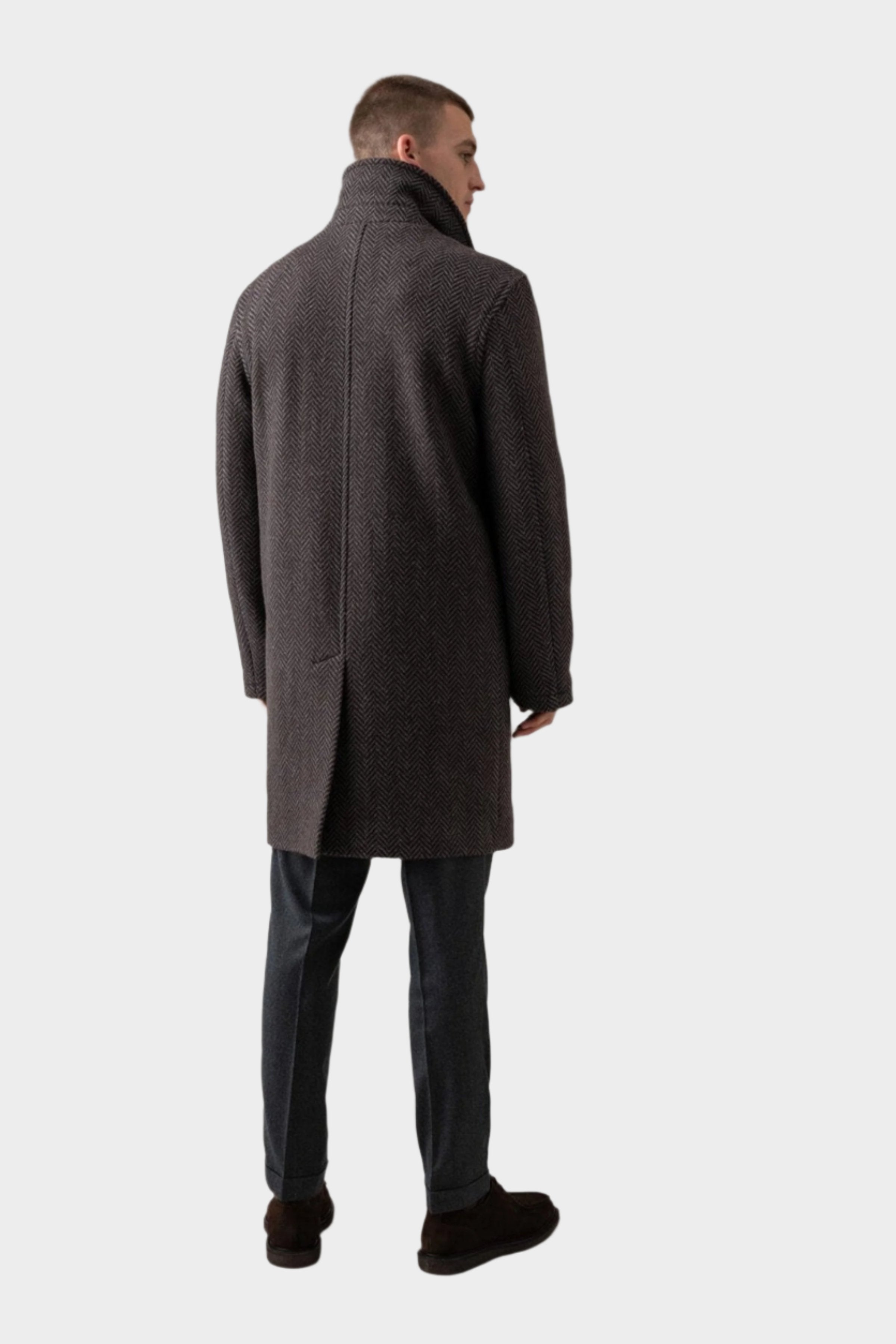 Men's wool car store coat with bib