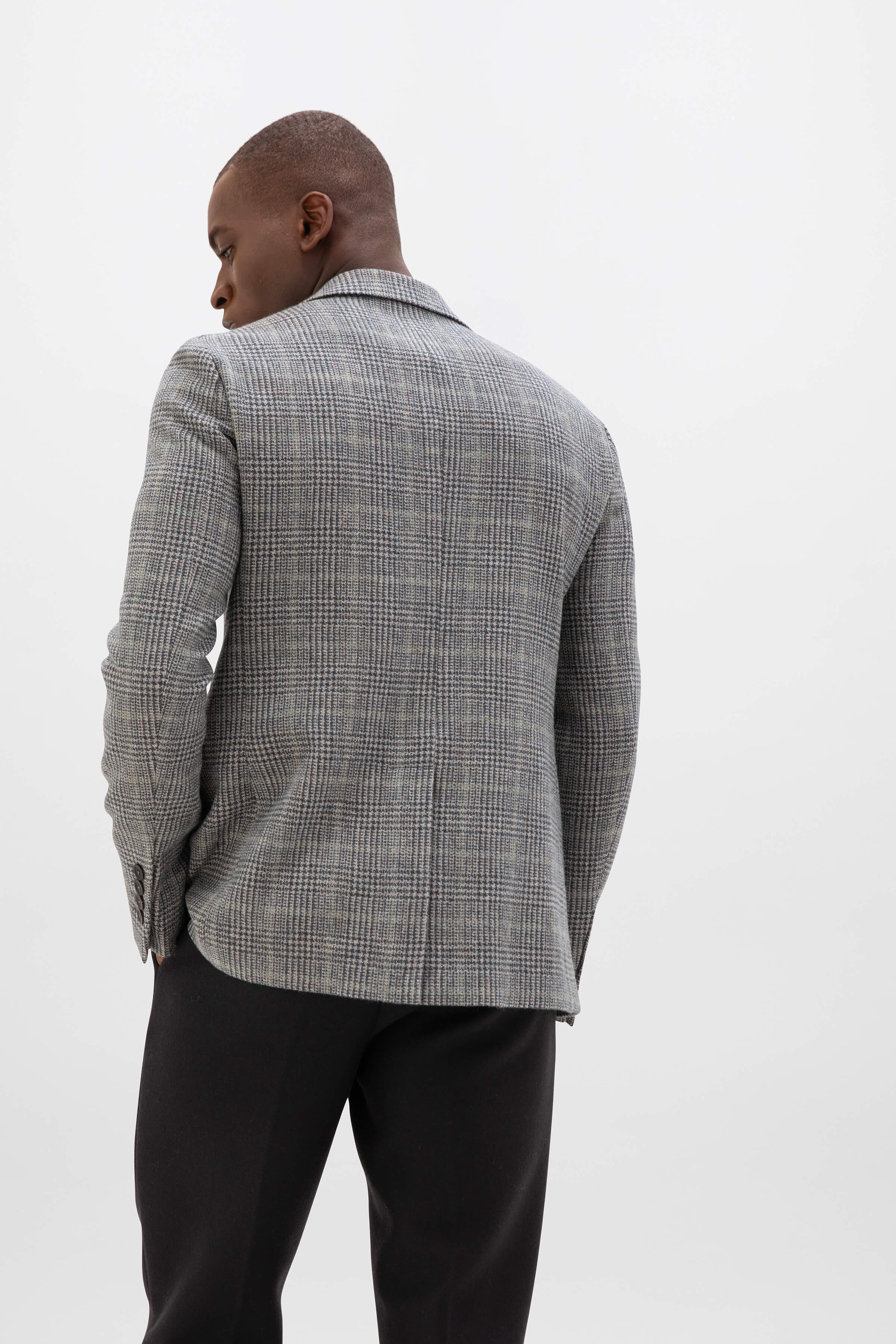 Johnstons of Elgin AW24 Men's Tailoring Grey Glen Check Grey Glencheck Tweed Jacket TD000430RU7470