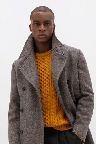ANT Antioch Coffee Herringbone Patterned Men's Coat - Coral Springs