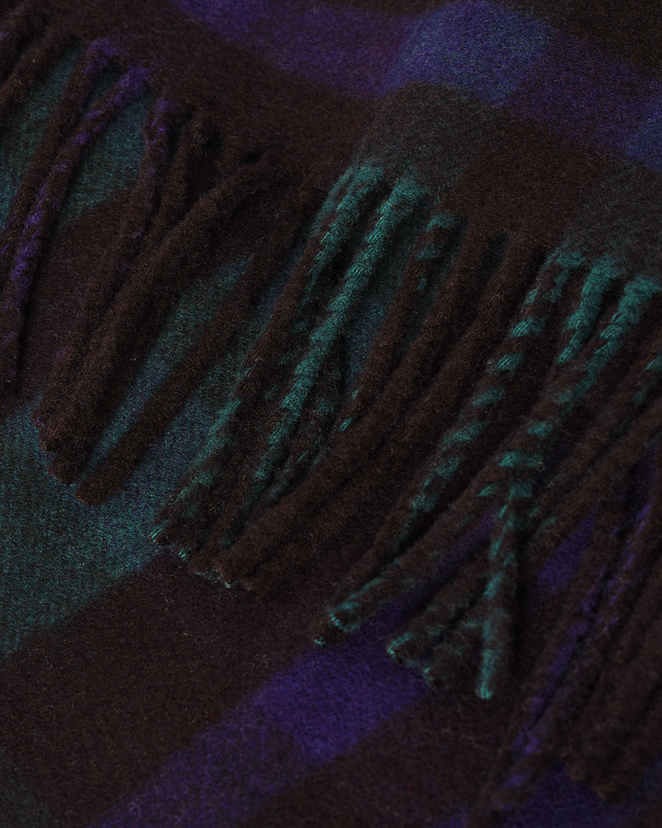 Johnstons of Elgin AW25 Woven Accessories Black Reversible Black Wool Check Cape TDC00476RU7664ONE