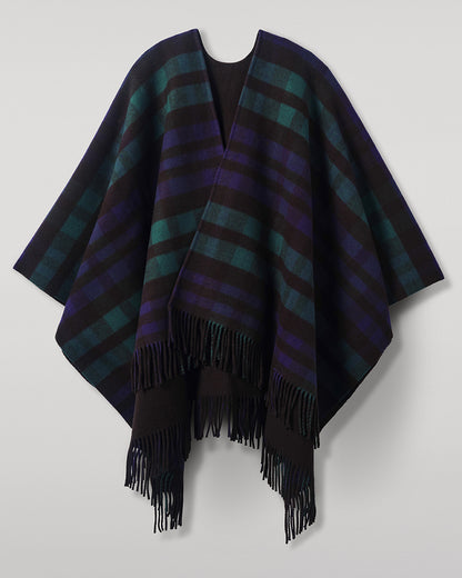Johnstons of Elgin AW25 Woven Accessories Black Reversible Black Wool Check Cape TDC00476RU7664ONE