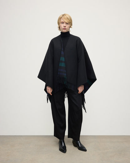 Johnstons of Elgin AW25 Woven Accessories Black Reversible Black Wool Check Cape TDC00476RU7664ONE