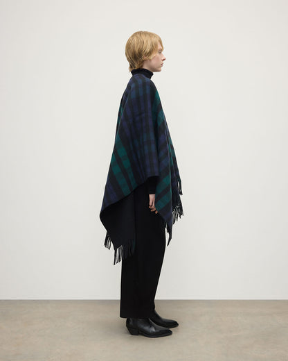 Johnstons of Elgin AW25 Woven Accessories Black Reversible Black Wool Check Cape TDC00476RU7664ONE