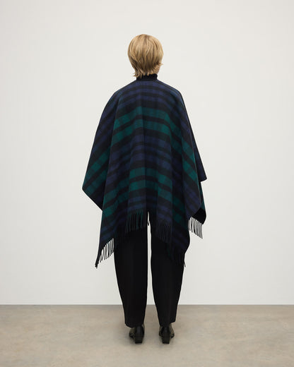 Johnstons of Elgin AW25 Woven Accessories Black Reversible Black Wool Check Cape TDC00476RU7664ONE