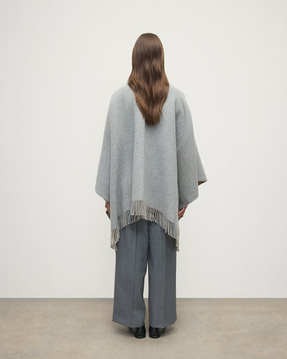 Johnstons of Elgin AW25 Woven Accessories Light Grey Reversible Light Grey Wool Check Cape TDC00476RU7665ONE