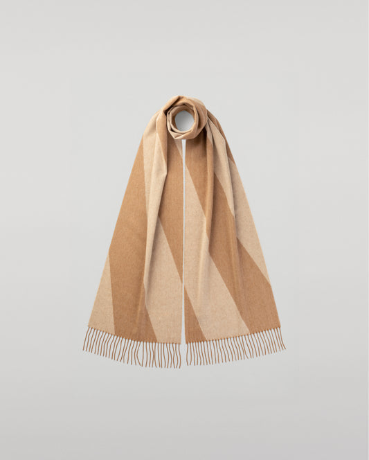 Johnstons of Elgin Chevron Cashmere Vicuña Scarf on a white background  TV0000020817