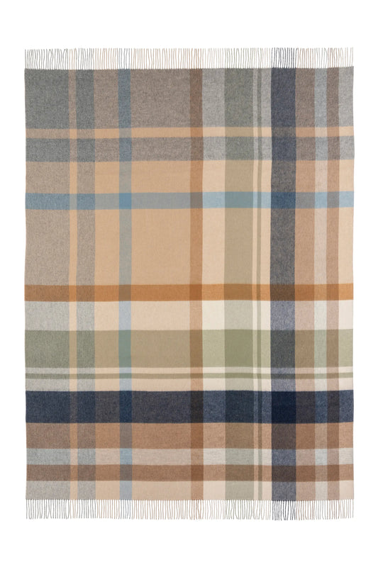 2025 Johnstons of Elgin Interiors Collection Birch Check Reversible Cashmere Throw on a white background  WA000013RU7603ONE