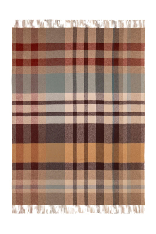 2025 Johnstons of Elgin Interiors Collection Rowan Check Reversible Cashmere Throw on a white background  WA000013RU7605ONE