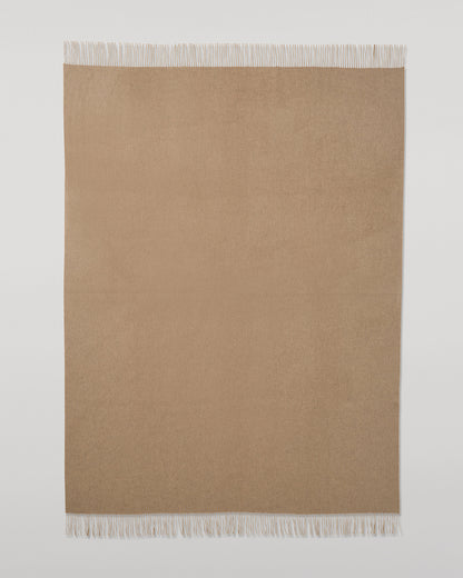 Johnstons of Elgin Interiors Collection Otter & Oatmeal Reversible Cashmere Throw on a grey background  WA000013RU7622ONE