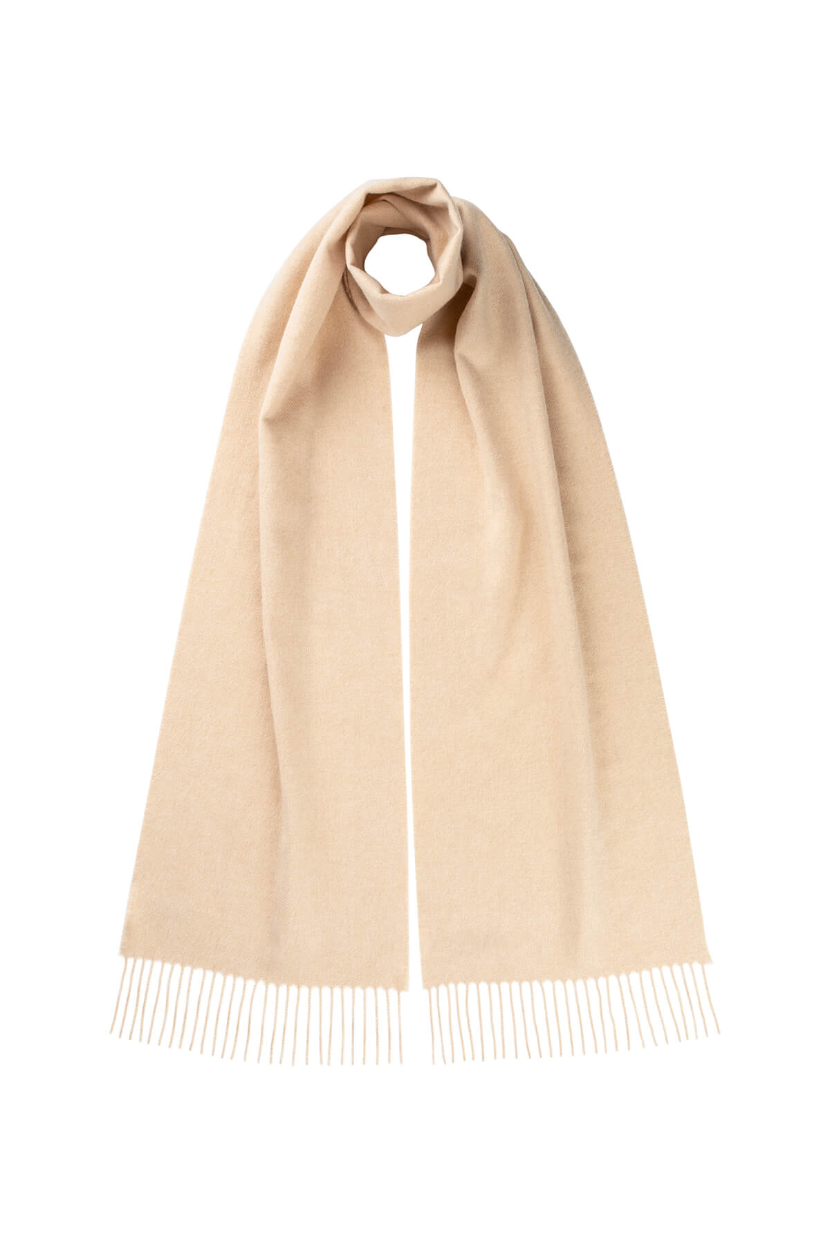 Johnstons of Elgin Cashmere Scarf in Blonde on a white background WA000016HB0167ONE