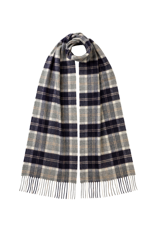 Johnstons of Elgin AW24 Woven Accessory Silver Bannockbane Tartan Cashmere Scarf WA000016KU0499N/A