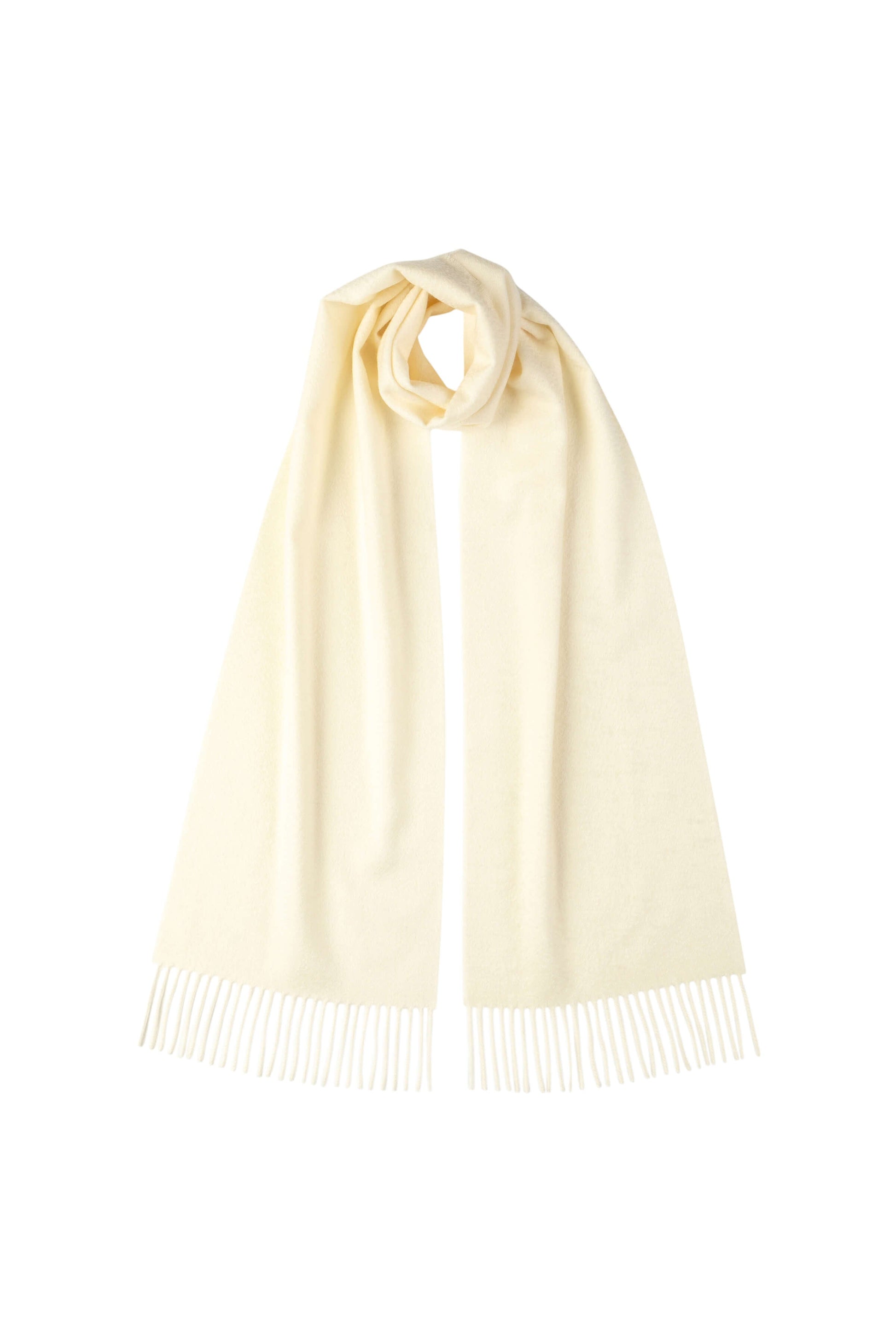 Johnstons of Elgin Cashmere Scarf in White on a white background WA000016SA0000ONE
