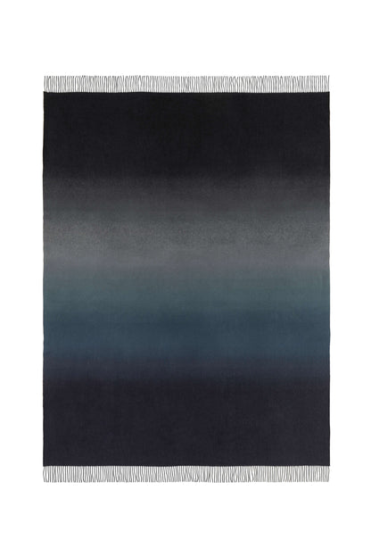 Johnstons of Elgin 2024 Blanket Collection Black & Navy Ombré Cashmere Throw AW24GIFTSET5A