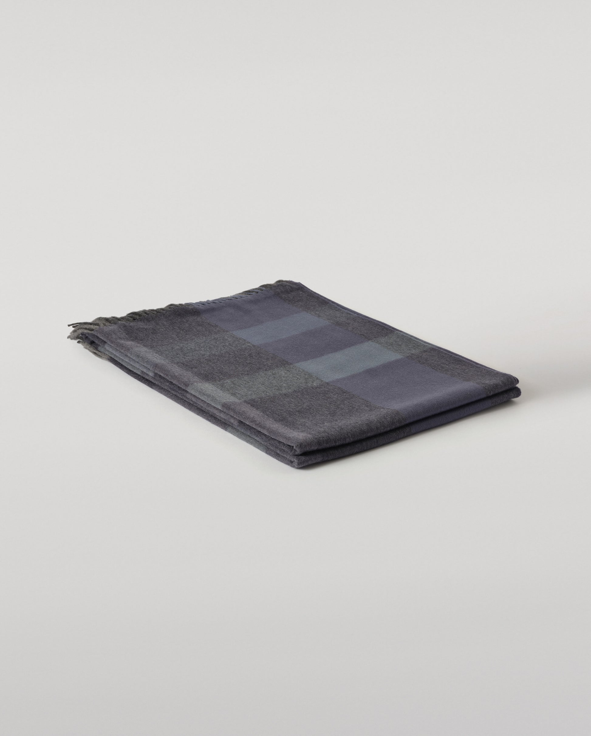 Johnstons of Elgin Umbra 100% Cashmere Throw in Navy, Blue and Grey Scapa Check WA002665RU7782ONE
