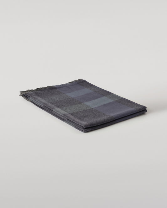 Johnstons of Elgin Umbra 100% Cashmere Throw in Navy, Blue and Grey Scapa Check WA002665RU7782ONE