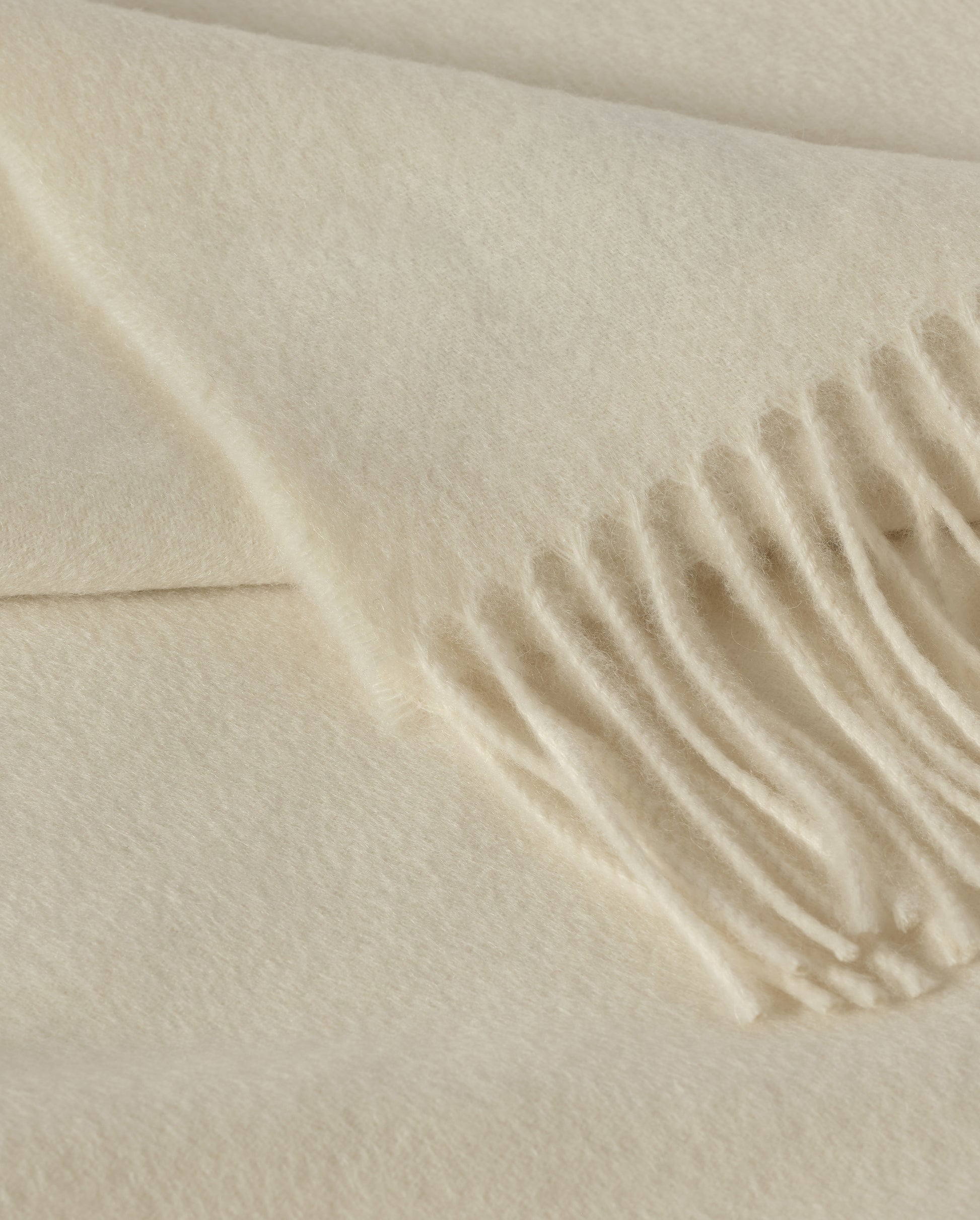 Johnstons of Elgin Interiors Collection White Cashmere Throw on grey background WA000055SA0000ONE