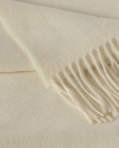 Johnstons of Elgin Interiors Collection White Cashmere Throw on grey background WA000055SA0000ONE