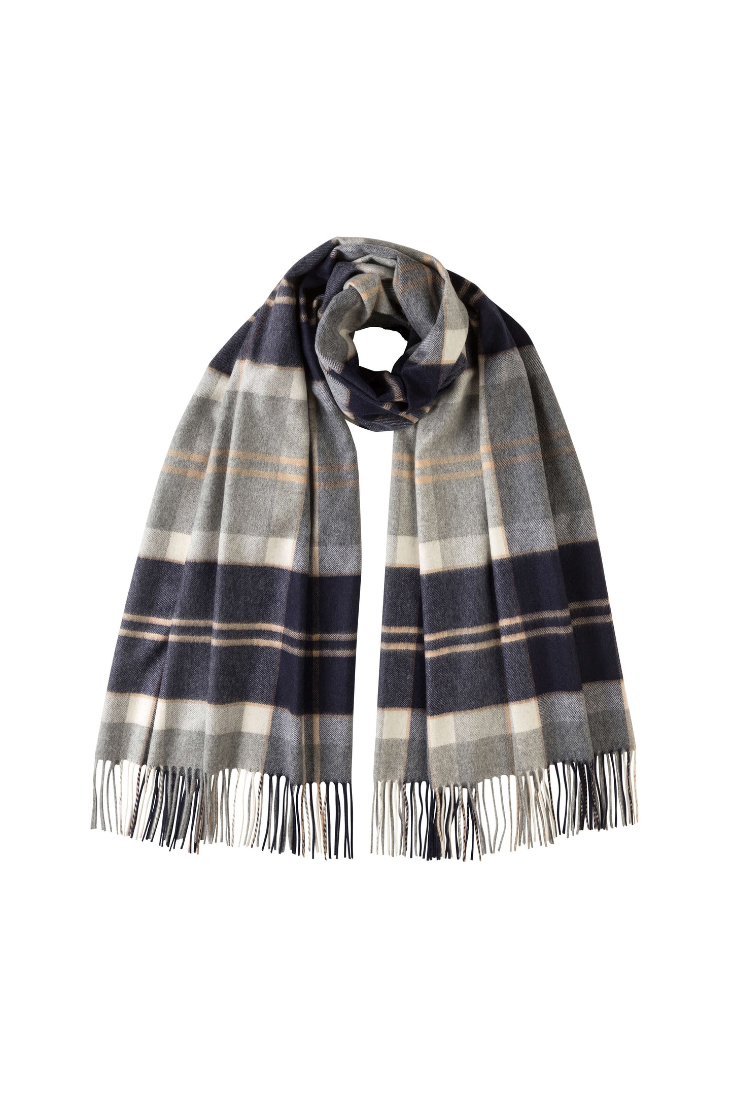 Johnstons of Elgin AW24 Woven Accessory Silver Bannockbane Knockmore Tartan Cashmere Stole WA000056KU0499N/A