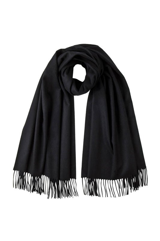 Johnstons of Elgin 100% Cashmere Stole in Black on a white background WA000056SA0900N/A