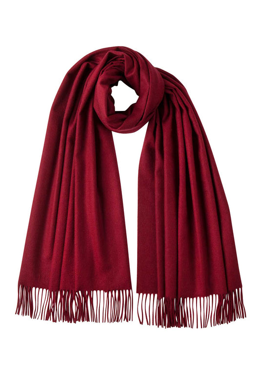 Johnstons of Elgin 100% Cashmere Stole in Merlot on a white background WA000056SE7234N/A