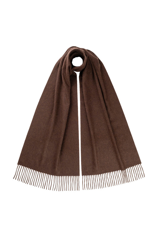 Johnstons of Elgin Oversized Cashmere Scarf in Peat on a white background WA000057HB7078ONE