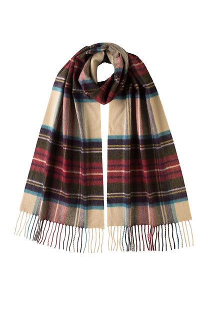 Johnstons of Elgin AW24 Woven Accessory Hessian Dress Stewart Wide Tartan Cashmere Scarf WA000057KU0010N/A