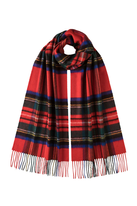 Johnstons of Elgin AW24 Woven Accessory Wide Royal Stewart Tartan Cashmere Scarf WA000057KU0303N/A