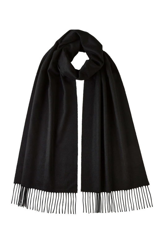 Johnstons of Elgin AW24 Woven Accessory Black Wide Black Cashmere Scarf WA000057SA0900N/A