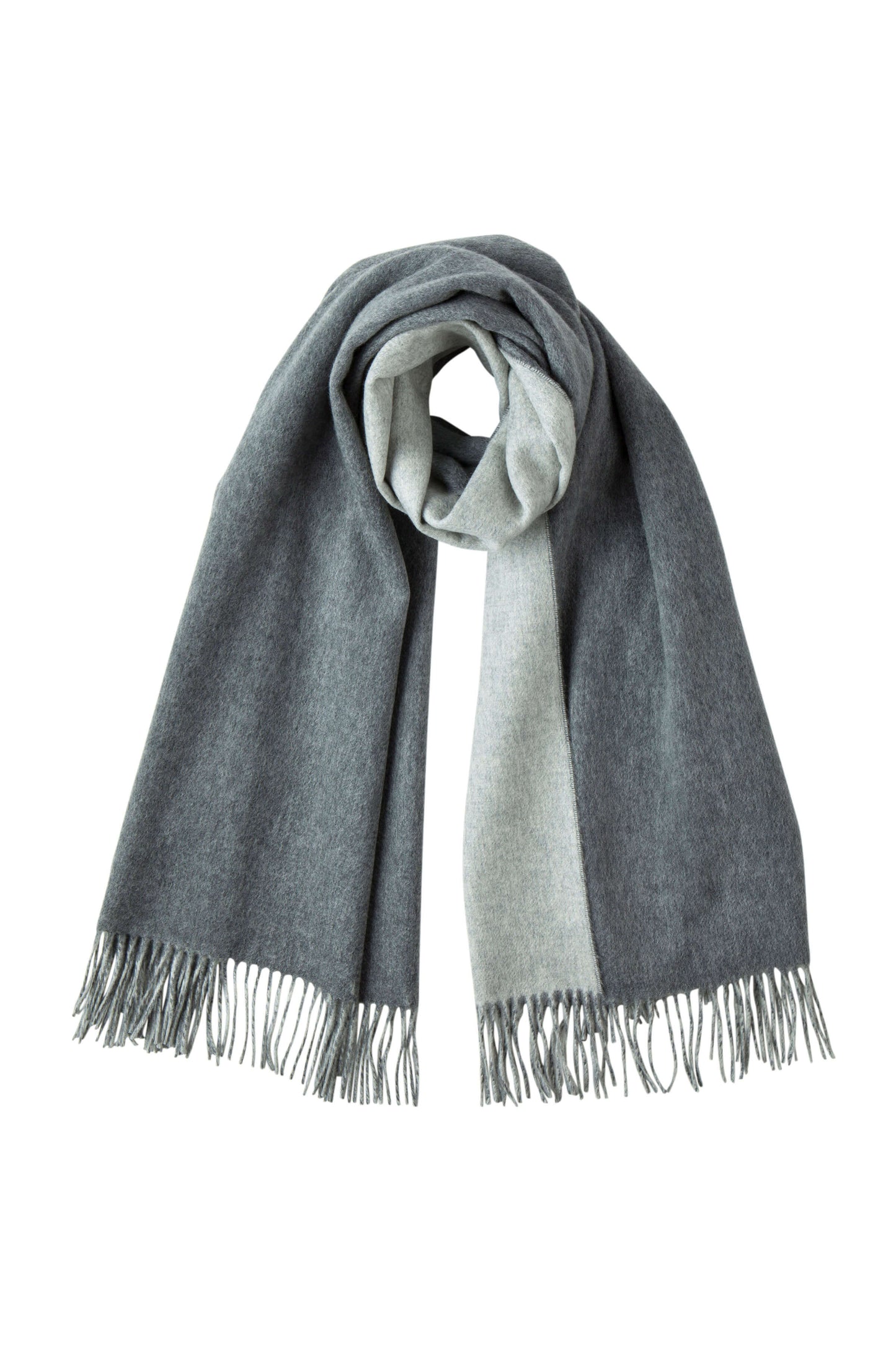 Johnstons of Elgin Reversible Cashmere Stole in Grey on a white background WA000585RU5245ONE