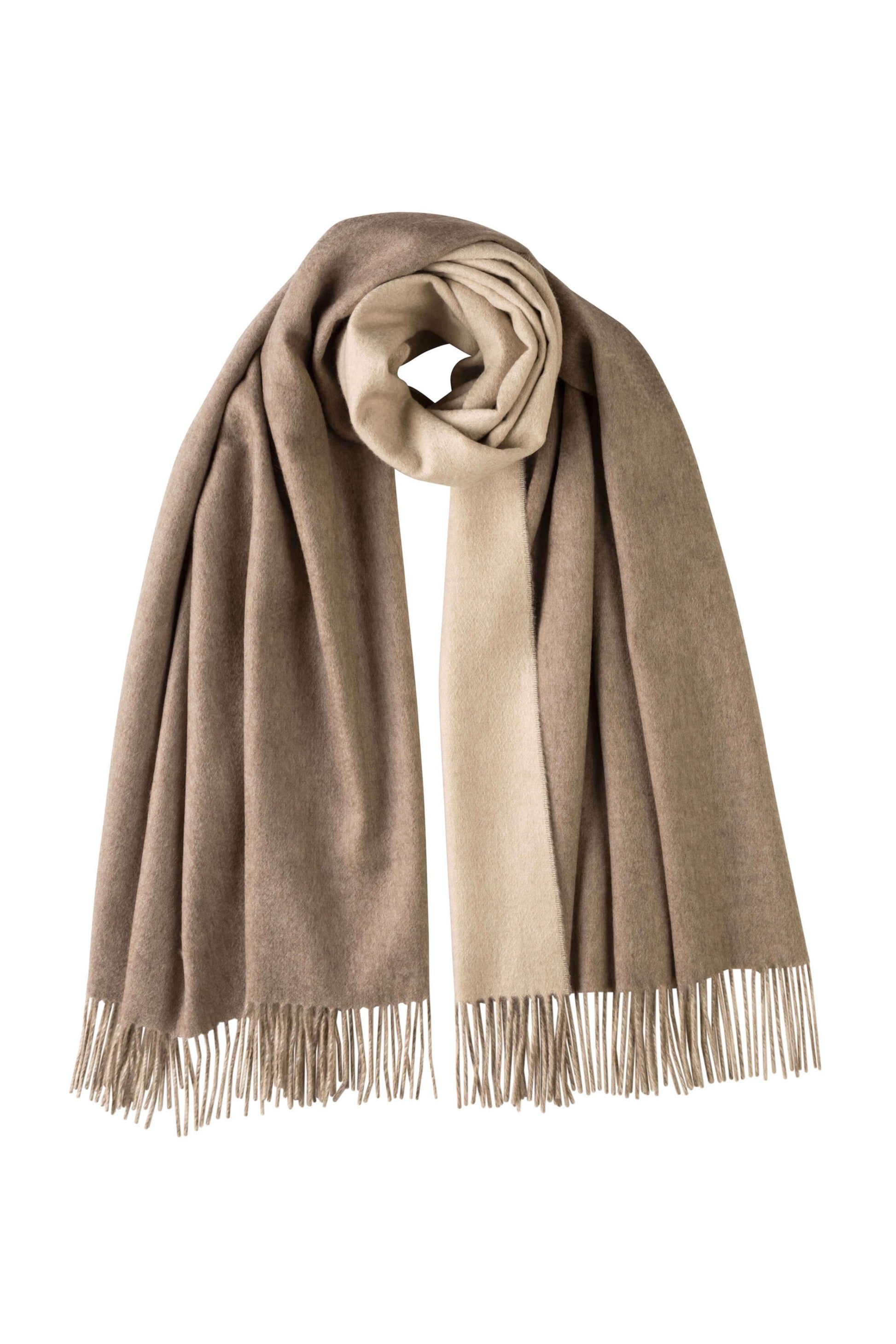 Johnstons of Elgin Reversible Cashmere Stole in Natural on a white background WA000585RU6040N/A