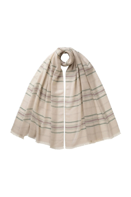 Johnstons of Elgin SS25 Accessories Natural Lightweight Stripy Cashmere Scarf WA000861RU7594ONE