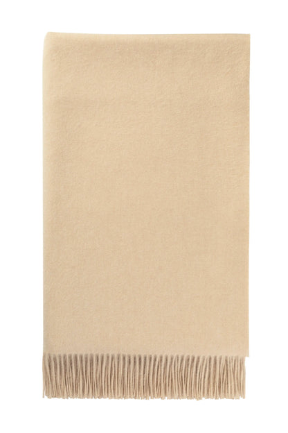 Johnstons of Elgin 2024 Blanket Collection Blonde Plain Cashmere Bed Throw on a white background WA001159HB0167ONE