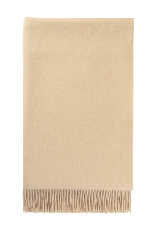 Johnstons of Elgin 2024 Blanket Collection Blonde Plain Cashmere Bed Throw on a white background WA001159HB0167ONE