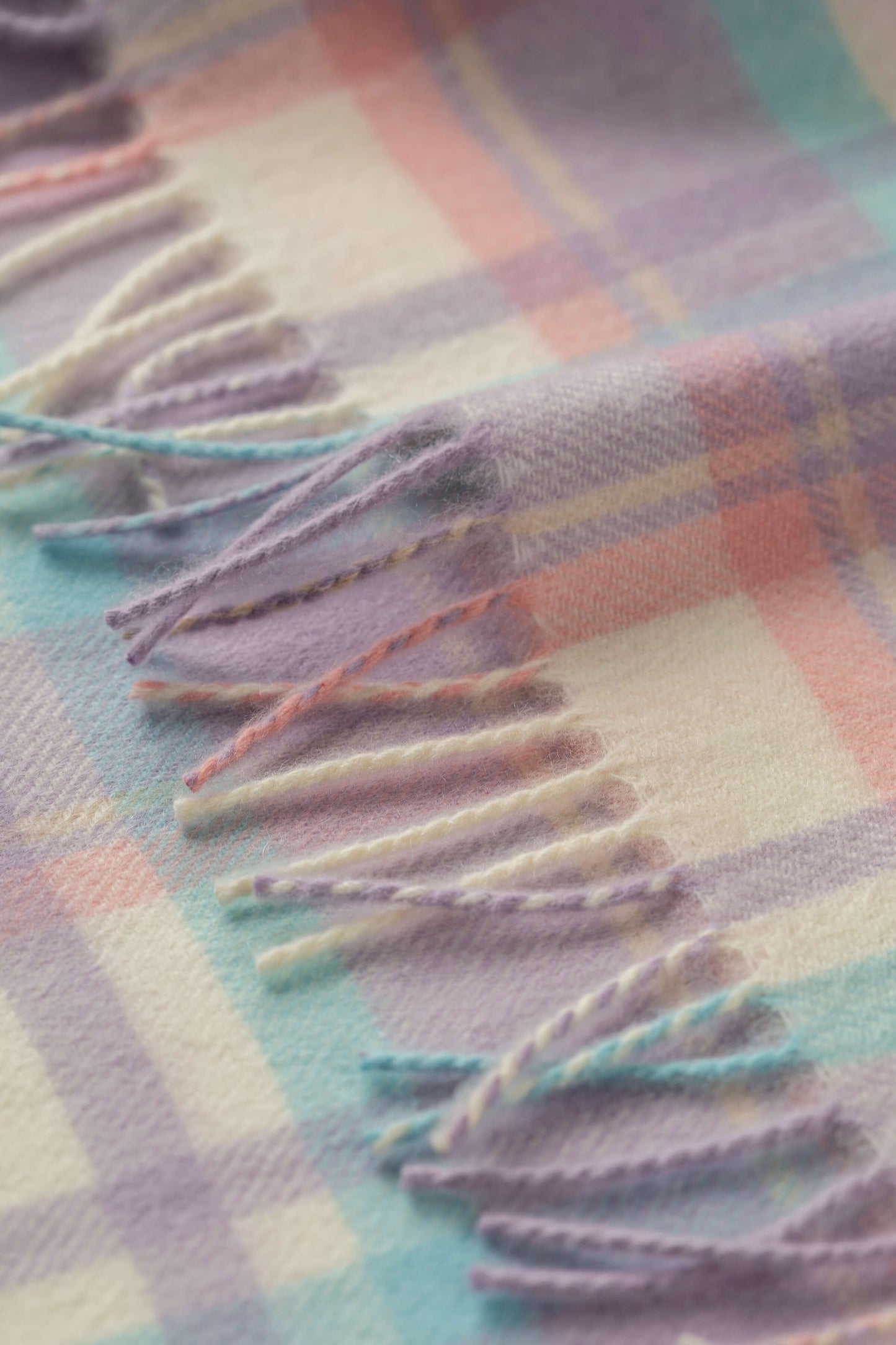 Johnstons of Elgin 2024 Baby Blanket Collection Lilac Pink Check Cashmere Baby Blanket WA001954RU7475ONE
