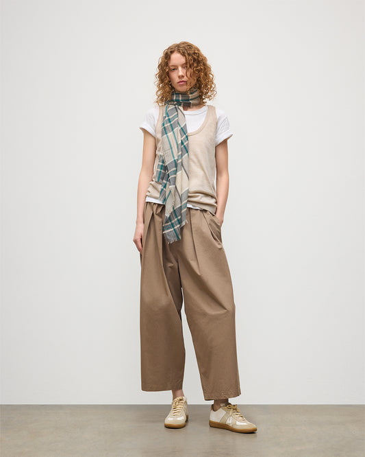 JOHNSTONS OF ELGIN ORTON CRAMMED TARTAN SCARF NEUTRAL 100% CASHMERE WA002447RU7702ONE