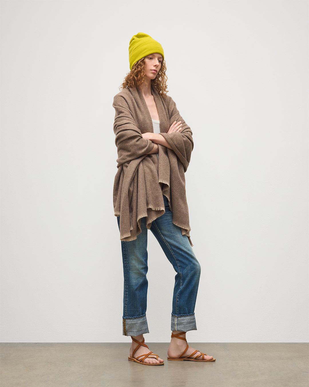 Johnstons of Elgin Mountain Twill Cashmere Blanket in Natural WA002639RU7756ONE