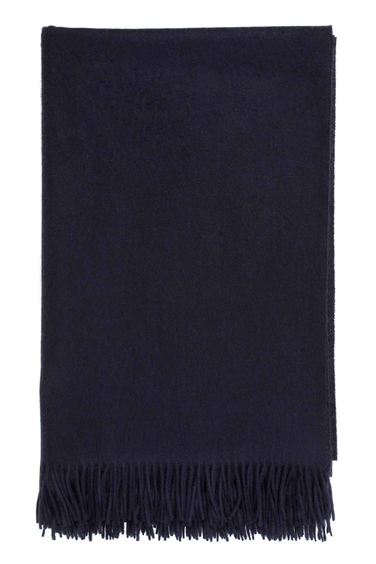 Johnstons of Elgin’s Cashmere Bed Throw in Navy on white background WA001159SD7330ONE