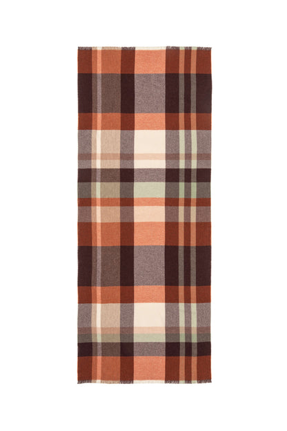 Johnstons of Elgin AW24 Woven Accessory Ember Block Check Lightweight Cashmere Stole WA001174RU7484ONE