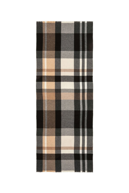 Johnstons of Elgin AW24 Woven Accessory Charcoal Block Check Lightweight Cashmere Stole WA001174RU7485ONE