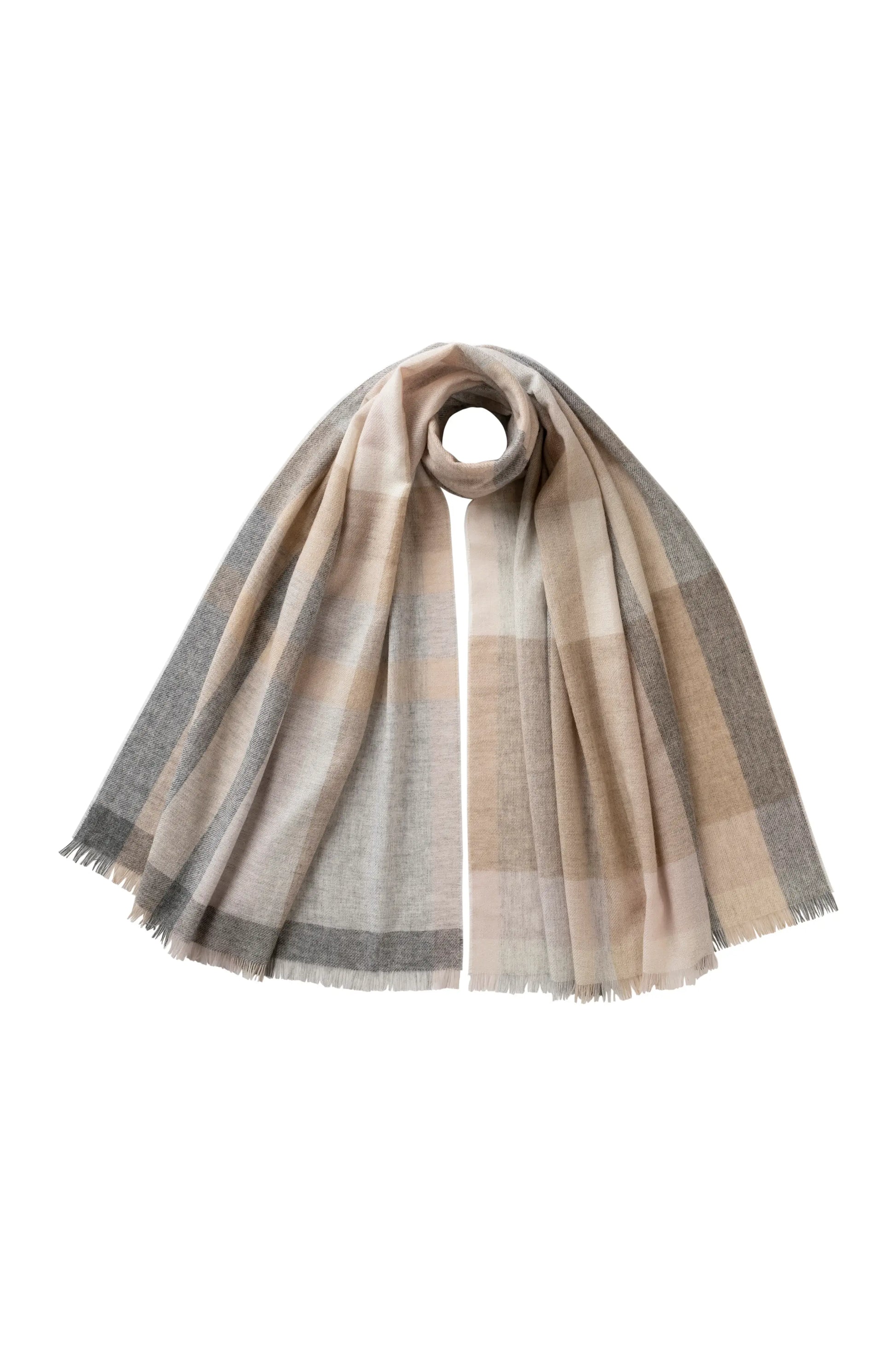 Johnstons of Elgin AW25 Woven Accessories Natural Madras Check Cashmere Stole WA001174RU7660ONE