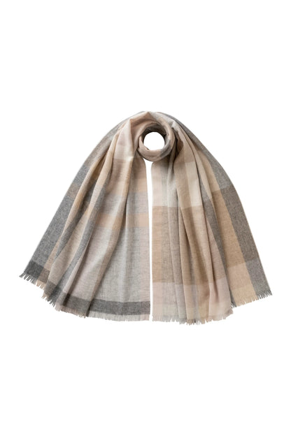 Johnstons of Elgin AW25 Woven Accessories Natural Madras Check Cashmere Stole WA001174RU7660ONE