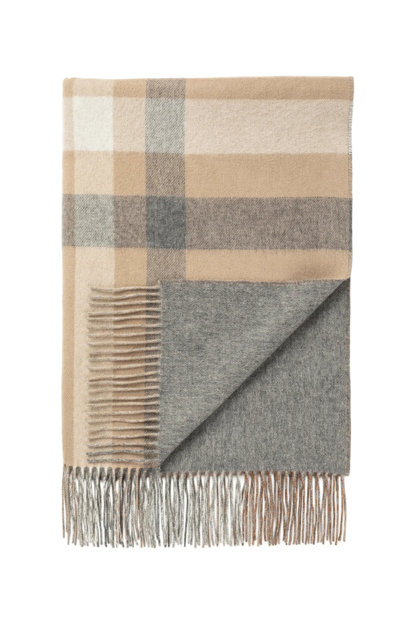 Johnstons of Elgin’s Leven Check Reversible Cashmere Throw on a white background WA000013RU7288ONE