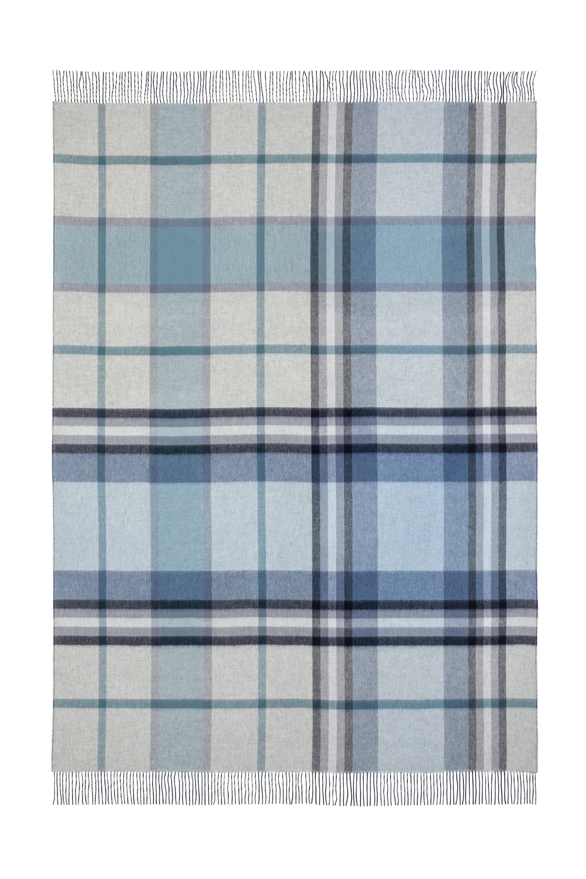 Johnstons of Elgin’s Spey Check Reversible Cashmere Throw flat on a white background WA000013RU7290