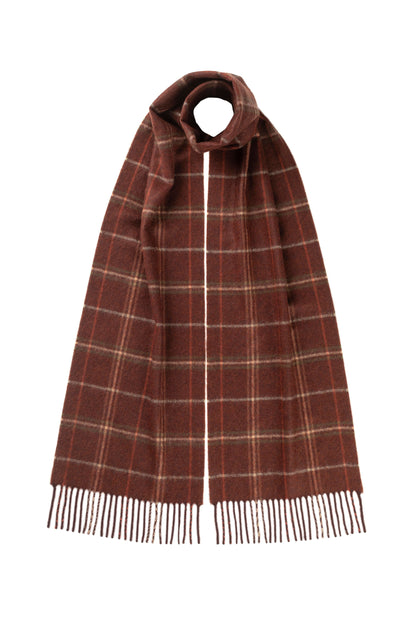 Johnstons of Elgin AW24 Woven Accessory Russet Windowpane Cashmere Scarf WA000016RU7492ONE