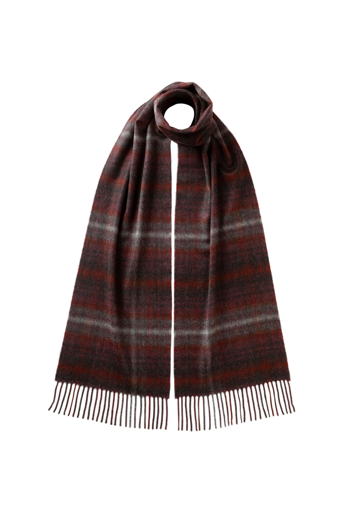 Johnstons of Elgin AW25 Woven Accessories Damson Damson Soft Blur Check Cashmere Scarf WA000016RU7629ONE