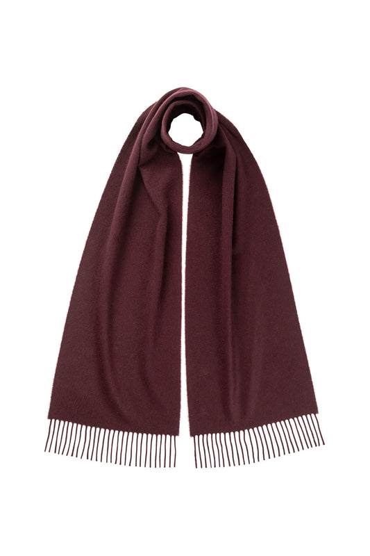 Johnstons of Elgin Cashmere Scarf in Bramble on a white background WA000016SE7388ONE