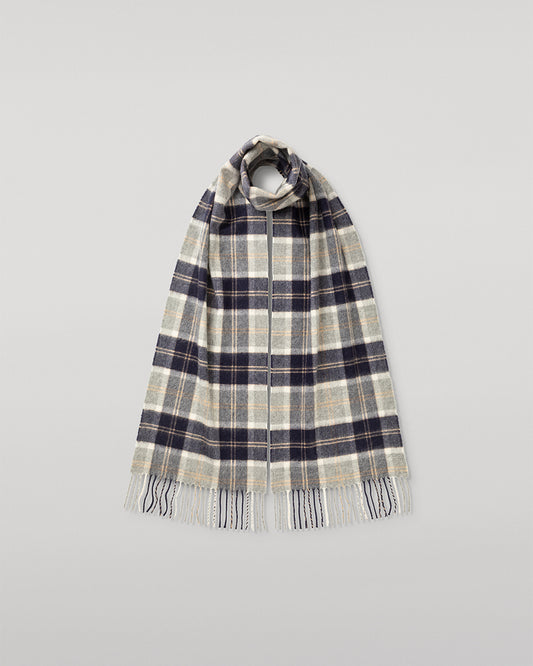 Johnstons of Elgin AW24 Woven Accessory Silver Bannockbane Tartan Cashmere Scarf WA000016KU0499N/A