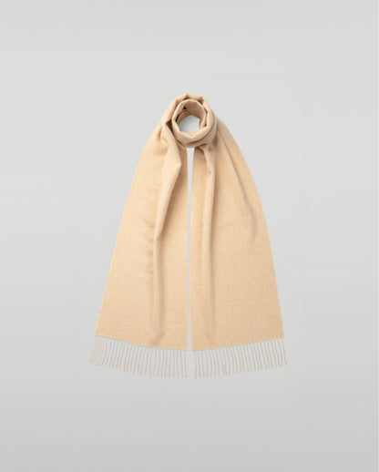 Johnstons of Elgin Cashmere Scarf in Blonde on a white background WA000016HB0167ONE