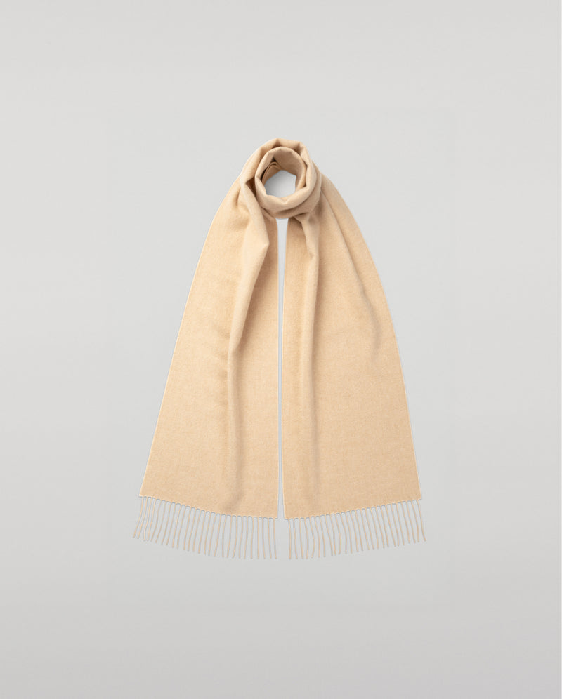 Johnstons of Elgin Cashmere Scarf in Blonde on a white background WA000016HB0167ONE