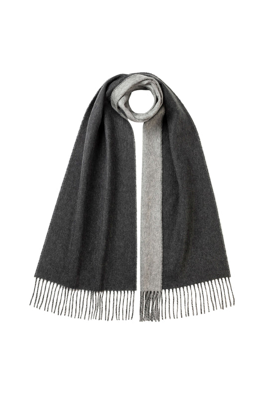 Johnstons of Elgin AW24 Woven Accessory Charcoal & Grey Contrast Reversible Cashmere Scarf WA000020RU5915N/A